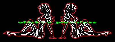 Old School Classic Pinstripe SEXY PIN UP Nude Naked Girl Custom Vinyl Decal SET  • $10.75