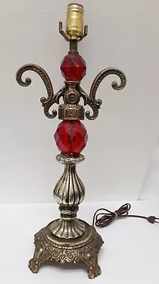 VTG Mid Cent Look Table Lamp Light Base Red Lucite Electric Retro Art Deco 21  • $94