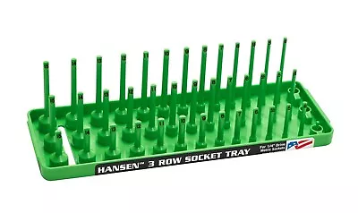 Hansen 1/4  Socket Tray Organizer Holder 3 Row Metric MM Shallow Semi Deep Green • $15.99