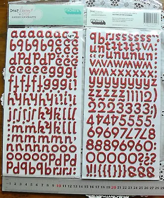 Sparkling RED Card 255 Glitter Letter Stickers 13-22mm High & 6-22mmWide L3LM • $10.75