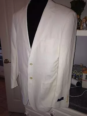 NWT $150 Alan Flusser White Linen Blend Relaxed Fit Blazer Sport Coat XL XLarge • $34.99