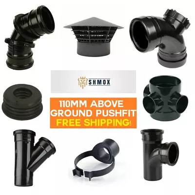 110mm BLACK Above Ground FITTINGS | PUSHFIT | Bend | Access | Boss | Reducer • £4.49