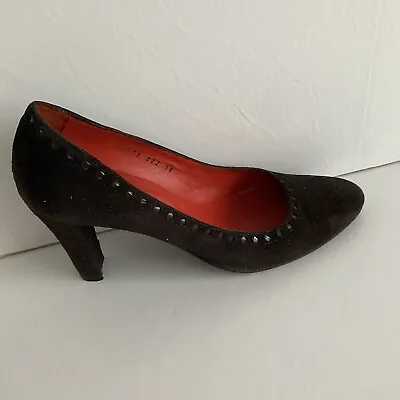 £20 • Buy Vintage Jaime Mascaro Brown Suede Court Shoes Cone Heels Size UK5/EU38
