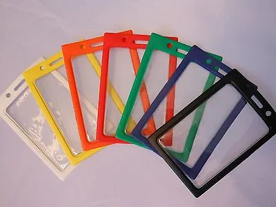 1 Vertical ID Badge Holder Clear Vinyl Window With A Color  Frame  Border  • $1.69