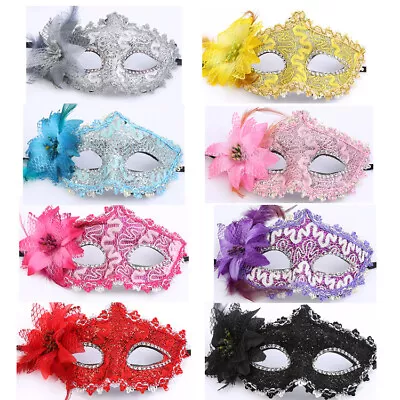 Black Lace Fancy Masquerade Eye Mask Dress Lady Party Halloween Christmas • £5.86