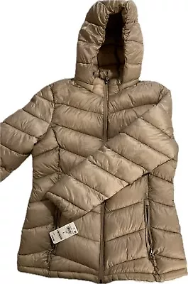 NEW Women's Charter Club Goose Packable Short Down Jacket Champage Color L • $20