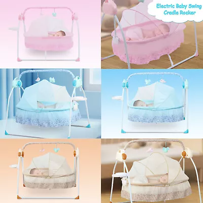 Electric Smart Baby Cradle Musical Swing Moses Basket Cot Bed With Insect Net US • $87