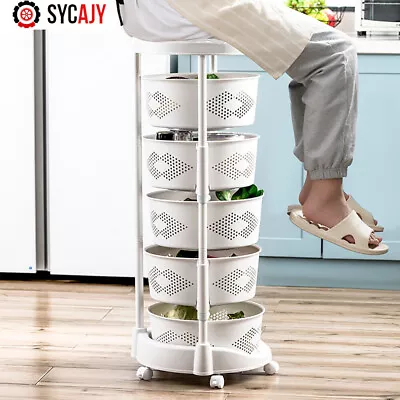 Kitchen Storage Cart Rotating Basket Vegetable Rack Multi-Layer Storage Shelves • $64