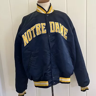 Vtg University Of Notre Dame Starter Satin Jacket MENS Large Irish • $68