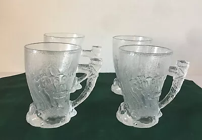 Vintage Set 4 RocDonalds Flintstones Glass Mugs Cups Tusk Handles McDonalds 1993 • $14.99