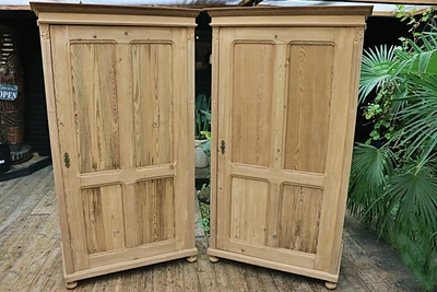 £1599 • Buy 😍rare! Pair! Old Pine Cupboards-linen/larder/food/kitchen/wardrobe-paint Or Wax
