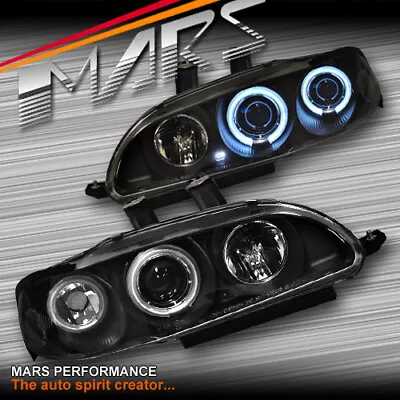 Black CCFL Angel-Eyes Projector Head Lights For Honda CIVIC 92-95 EG Coupe Hatch • $399.99