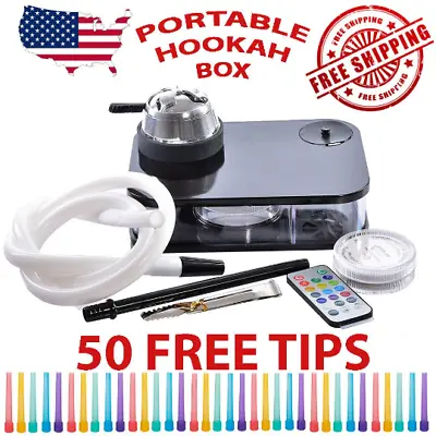 £24.33 • Buy Hookah Set Shisha Portable Kit Acrylic Box Travel Personal 50 Tips Fast Shipping