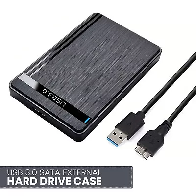 USB 3.0 SATA External Hard Drive Case 2.5 Inch Enclosure Caddy HDD SSD Black UK • £4.49
