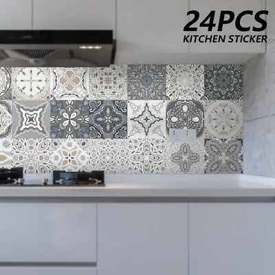 £11.09 • Buy 24X Moroccan Style Tile Wall Stickers Kitchen Bathroom Self-Adhesive Mosaic