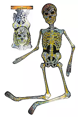 Holographic Skeleton Halloween Party Hanging Decoration Spooky Scary Bones 1.5m • £5.99