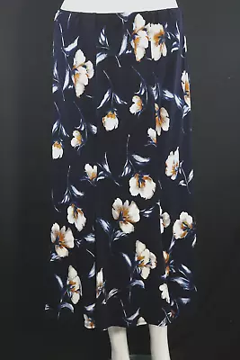 SALOOS Skirt Blue Floral Midi Lined Stretch Waist Size UK 18 NWT • £12.50