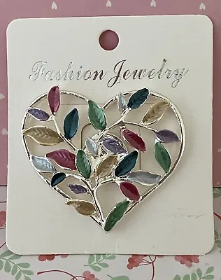 Heart Magnetic Brooch  Multicoloured Scarf Pin Silver Tone • $11.70