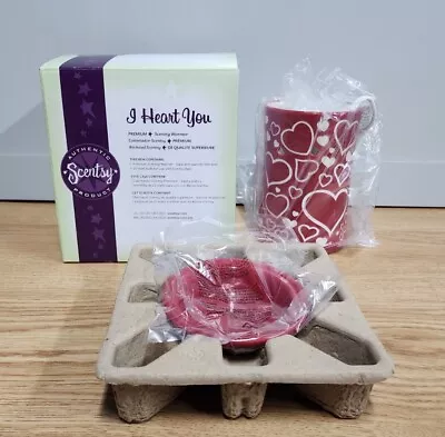 Scentsy I Heart You Full Size Wax Warmer Valentines Ceramic Red & White Retired • $45