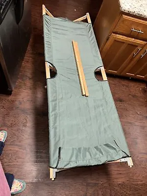 Vintage Folding Cot  Military Army Canvas Wood • $125.99