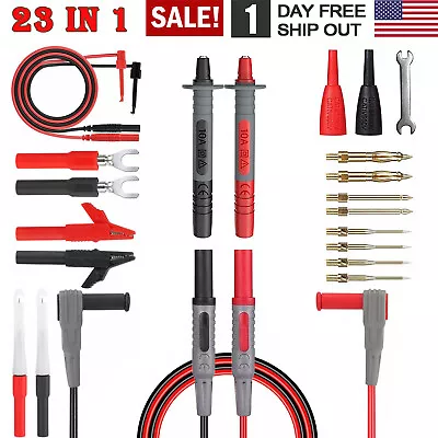 23 In 1 Multimeter Test Lead Kit For Meter Electrical Alligator Clip Probe Pins • $22.99