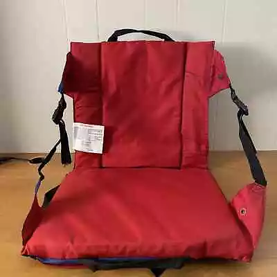 Stadium Seat Folding Bleacher Cushion Red Blue Storage Pockets Shoulder Strap • $19.97