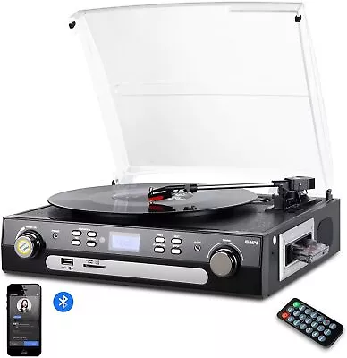 Bluetooth Record Player With Stereo Speakers Turntable For Vinyl To MP3 • $64.99