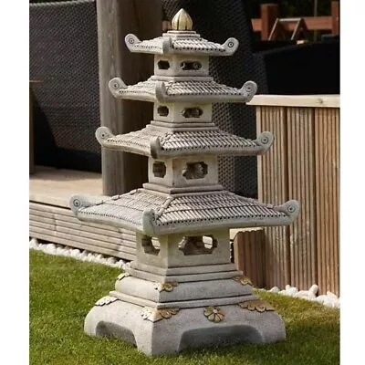 Stone Concrete Tiki Koi Japanese Four Tier Pagoda (DELIVERY EXCEPTIONS) • £364.99