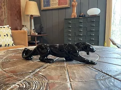 Royal Haeger MCM Sculptural Prowling Black Panther Crouching Art Deco Stalking • $99.99