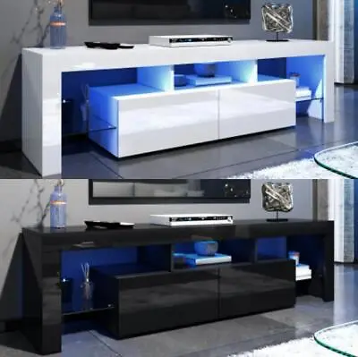 £105.55 • Buy Modern TV Unit Cabinet Stand With LED Light 160cm White High Gloss Doors Storage
