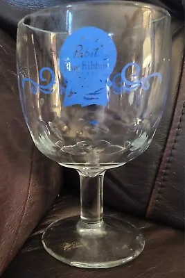Vintage Orig Pabst Blue Ribbon Beer Fishbowl Thumbprint Goblet Heavy Glass 6  • $4