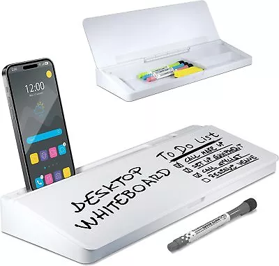 Desktop Whiteboard - Glass Dry Erase White Board- Desk Computer Buddy – Home Off • $39.29