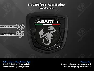 Fiat 500 Abarth 595 695 Turismo Competizione Black Edition Rear Grill Badge Duo • £9.95