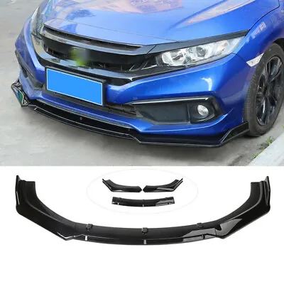 Universal Car Front Bumper Protector Lip Body Spoiler Splitter Kit  Gloss Black • $57.99