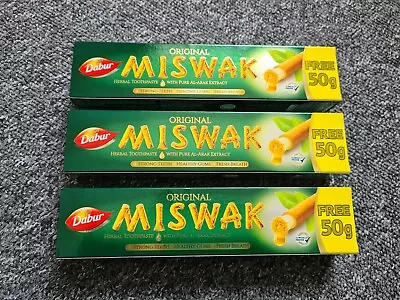 Dabur Miswak Toothpaste 120g + 50g FREE | Meswak | Sewak | Pack Of 3 NEW DESIGN • £12.95