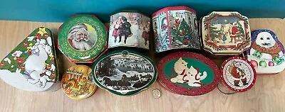 Vintage Christmas Holiday Small Tin Canisters 1980s & 1990s • $2