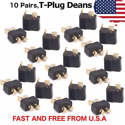 10 Pairs T-Plug Black Deans Connectors Male & Female For RC LiPo Battery • $6.95