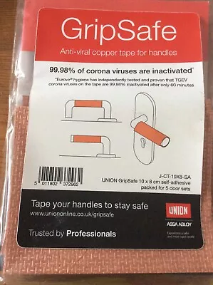 10 X Union GripSafe Anti Viral Door Handle Copper Strips For Global Pandemics • £10