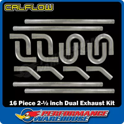 Calflow 16 Pc Universal Dual Exhaust Mandrel Bend Kit 2.5 Inch CAL-T250DK-AS • $378.99