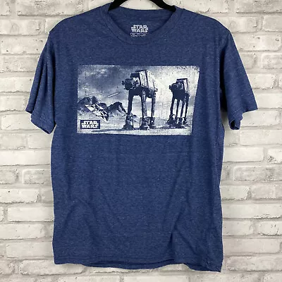 $14.32 • Buy Star Wars T-Shirt Airspeeder  AT-AT Walker The Empire Strikes Back Med Blue