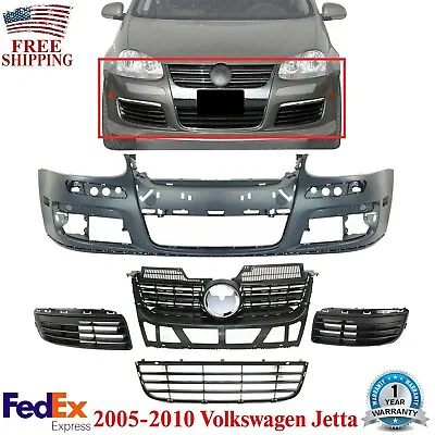Front Bumper + Grille Assembly + Fog Light Covers For 2005-2010 Volkswagen Jetta • $226.93