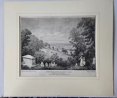 Antique Print T.M. Baynes View From Hampstead Church Yard W/ Mat • £19.29