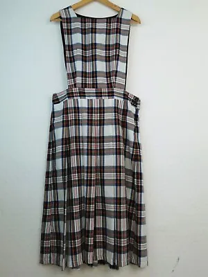 Topshop White Red & Black Tartan Midi Pinafore Dress Sz 12 Retro Fancy Dress Vgc • £15