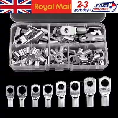 70PCS Copper Battery Cable Lug Ring Terminals Kit SC Car Crimp Wire Connectors • £9.39