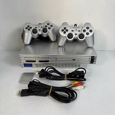 Sony Playstation 2 Ps2 Game Console Silver Complete With 2 Controllers • $169.99