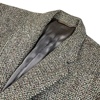 VTG Harris Tweed Men's 100% Wool 2-Button Blazer Gray/Green/Beige/Blue • 38S • $139.99