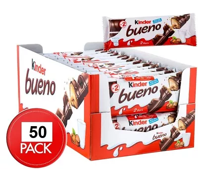 50 X Kinder Bueno Chocolate Bar Hazelnut Chocolate Treat Easter Work Kids School • $112.50