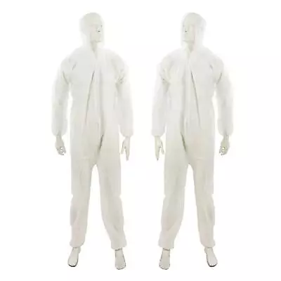 £6.39 • Buy Disposable Coveralls Overalls Hood Painters Protective Boiler Suit White 4 Sizes
