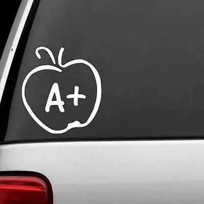 TEACHER APPLE A+ TEACH STICKER VINYL DECAL For WINDOW CHALKBOARD Or LAPTOP DECAL • $2.78