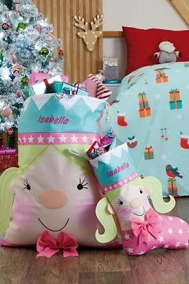 Felt Personalised Father Christmas Santa Princess Sack And Stocking Set • £15